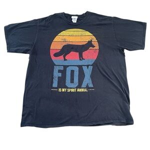 Vintage Fox Is My Spirit Animal Tee T-Shirt 2XL Black Sunset S/S Port & Co
